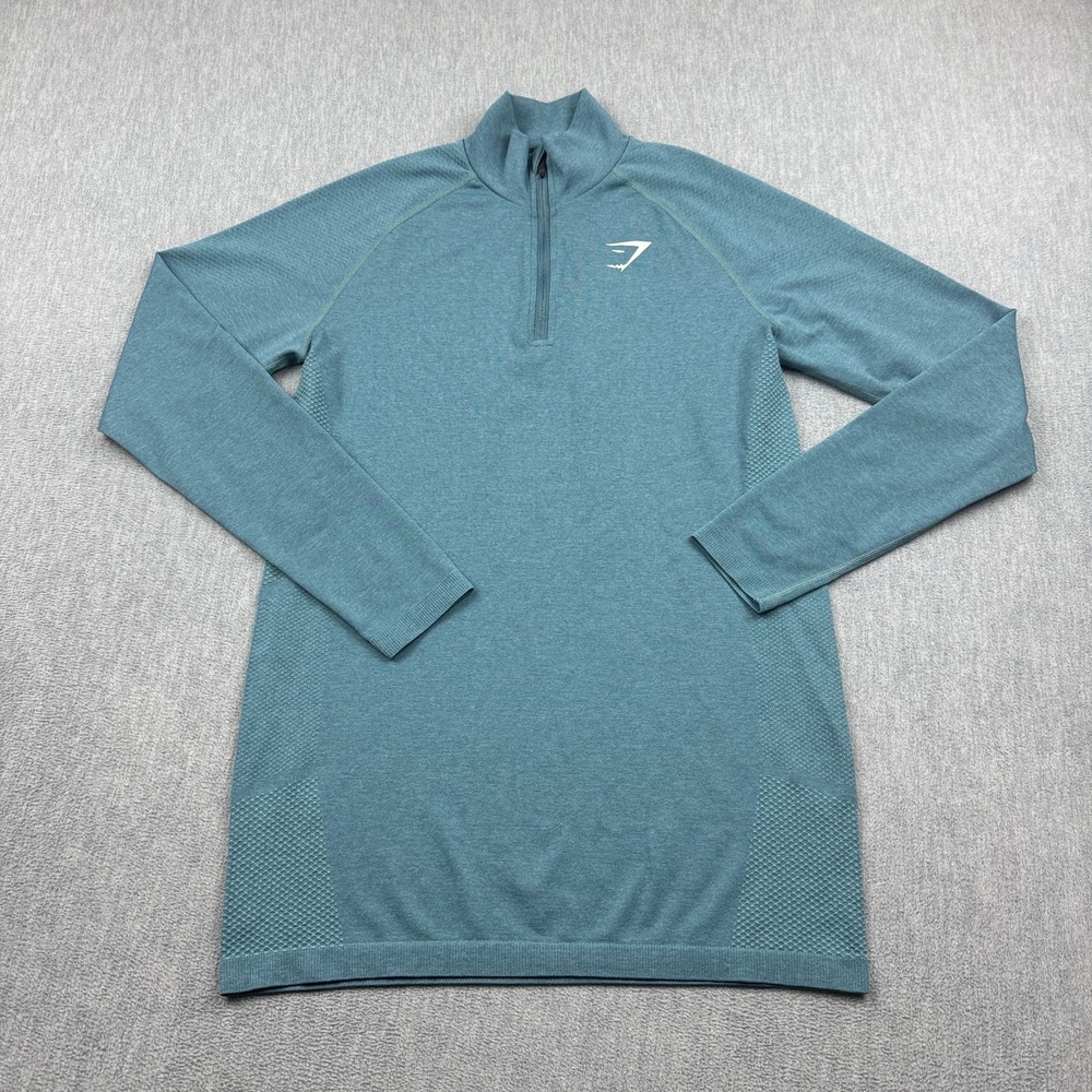 Gymshark Pullover Mens Small Blue Vital 1/4 Zip Gym Workout Training Seamless